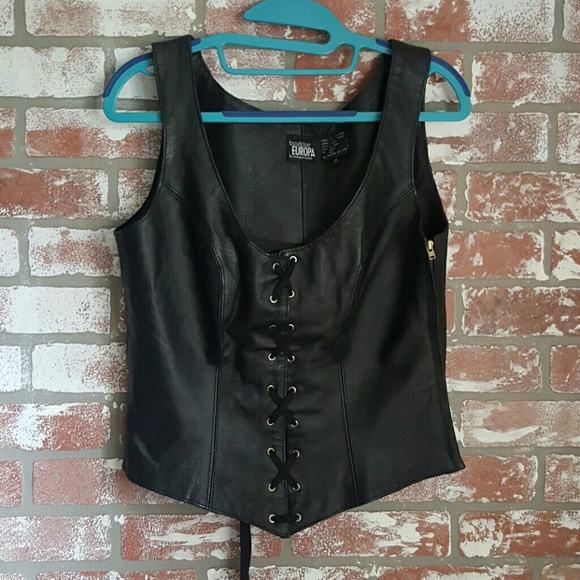 Boutique Europa Jackets & Blazers - Vintage Leather Biker Vest side zipper